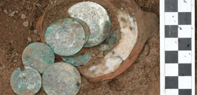 Серебряные монеты XVII века из клада в Буковце